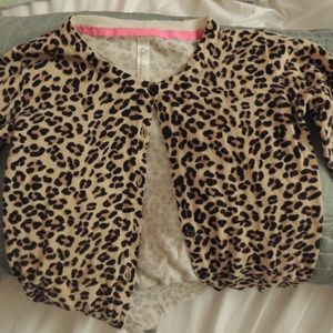 Leopard print cardigan sweater L 10/12